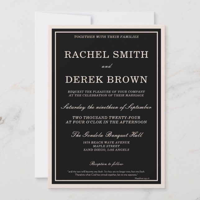 Invitación Boda de estilo clásico elegante de guiones de marf (Anverso)