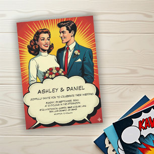 Invitación Boda de estilo cómico vintage retro romántico