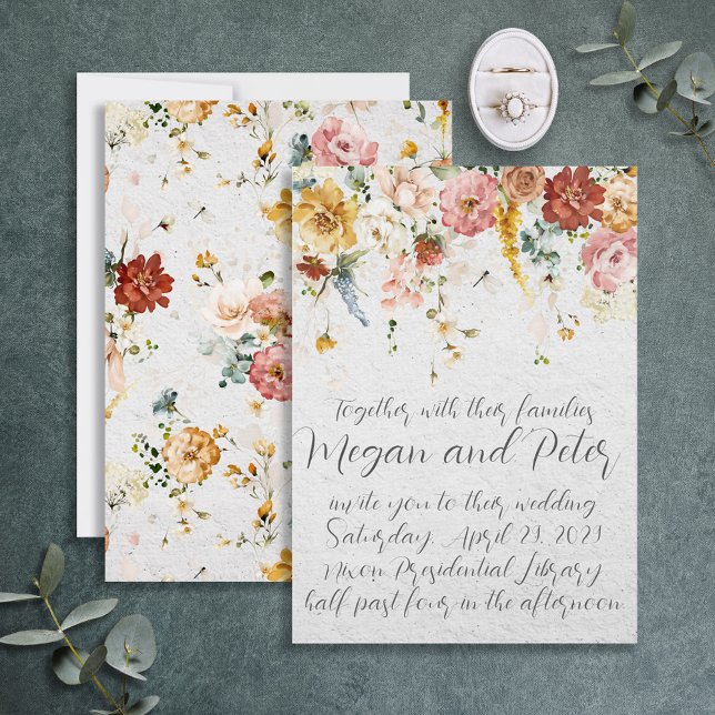 Invitación Boda de estilo de caligrafía de Bella Artes floral (Subido por el creador)