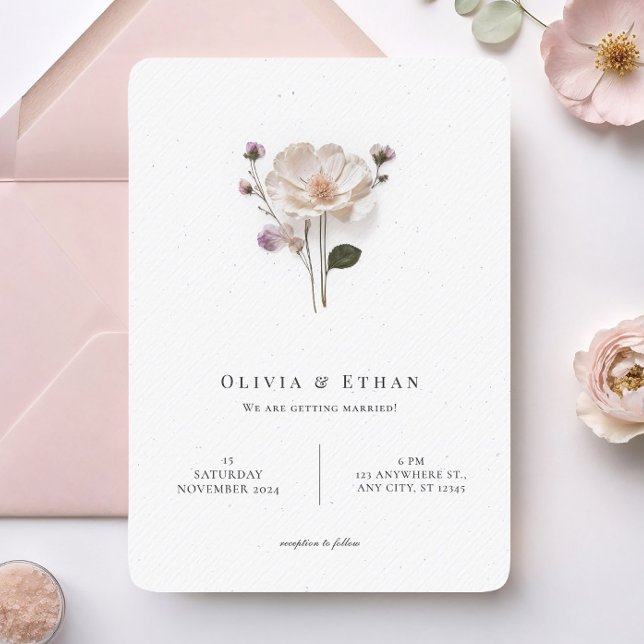 Invitación Boda de estilo de esquina redondeada de flor presi (Subido por el creador)