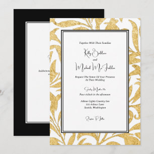 Invitación Boda de estilo elegante dorado y negro