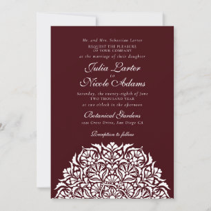 Invitación Boda de estilo floral caprichoso con vino tinto os