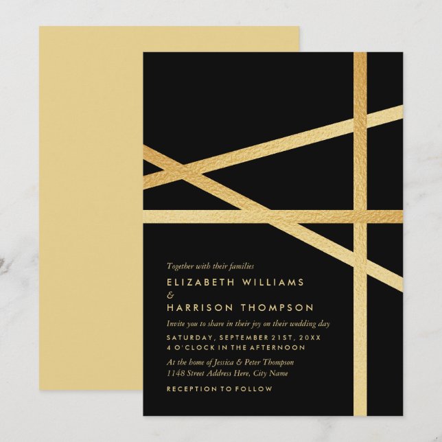 Invitación Boda de estilo geométrico con efecto de Relieve me (Anverso / Reverso)