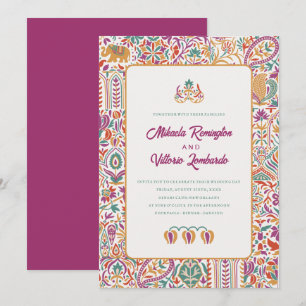 Invitación Boda de estilo indio colorido