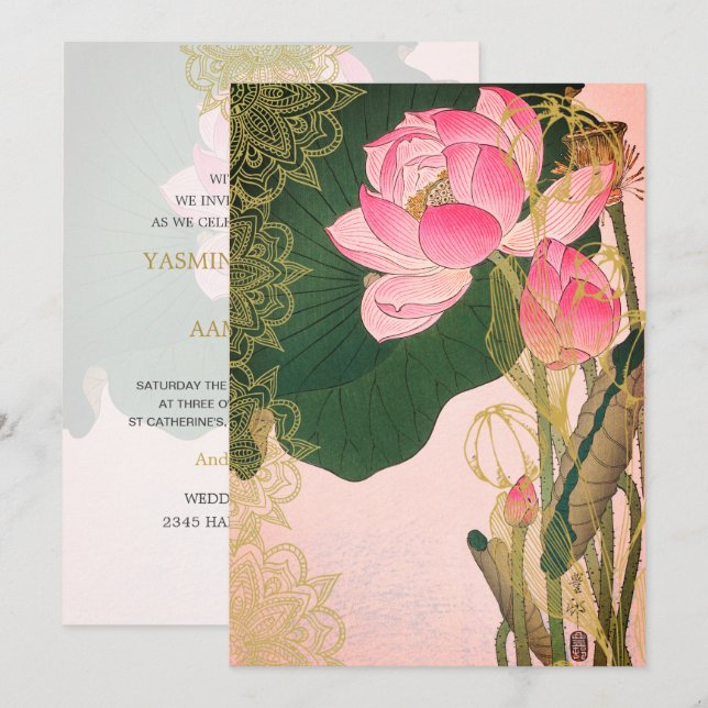 Invitación Boda de estilo indio Lilley Lilley Oro rosa (Anverso / Reverso)