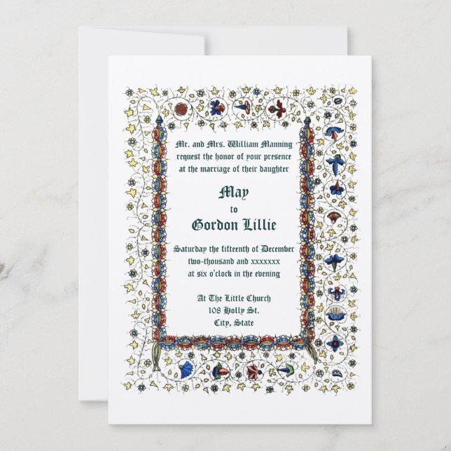 Invitación Boda de estilo medieval de la época victoriana 188 (Anverso)
