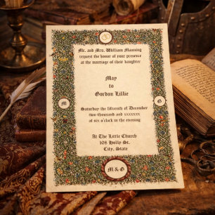 Invitación Boda de estilo medieval de la era victoriana 1899