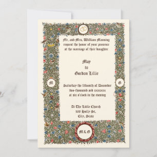 Invitación Boda de estilo medieval de la era victoriana 1899