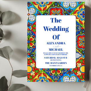 Invitación Boda de estilo mexicano con flores de papel picado