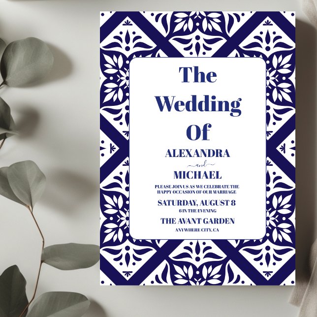 Invitación Boda de estilo mexicano con flores de papel picado (Subido por el creador)