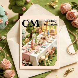 Invitación Boda de estilo miniatura de arcilla linda