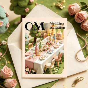 Invitación Boda de estilo miniatura de arcilla linda