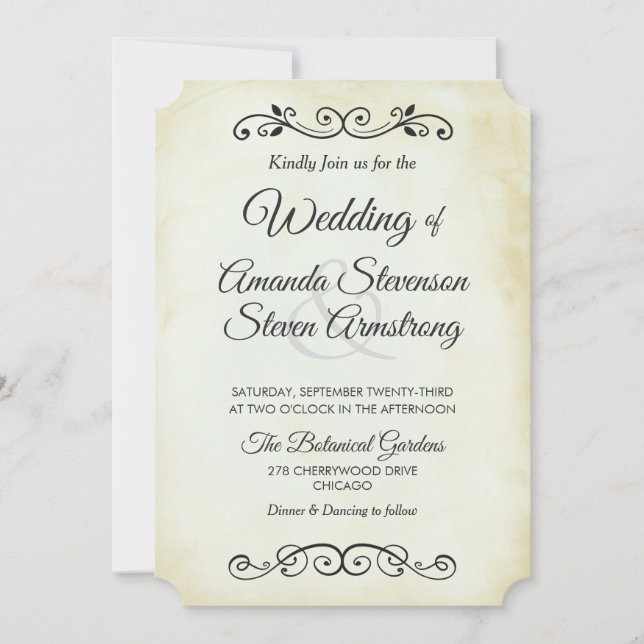 Invitación Boda de estilo occidental de pergamino falso (Anverso)
