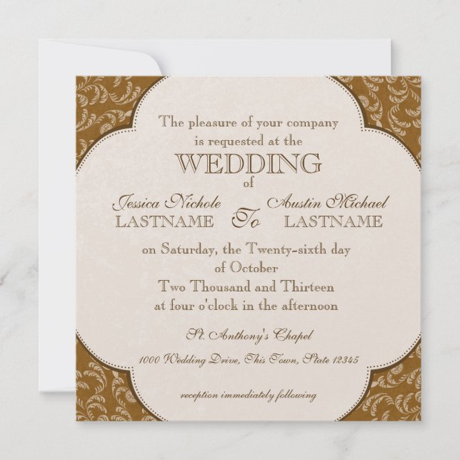 Invitación Boda de estilo occidental vintage (Anverso)