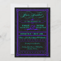 Boda de estilo Poster eléctrico Verde azulado y pú