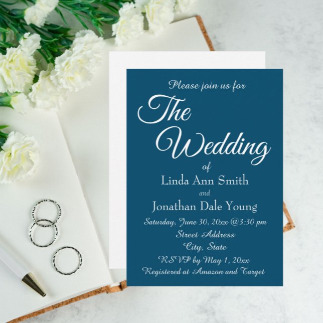 Invitación Boda de estilo sencillo azul verde azulado (In Situ Wedding)