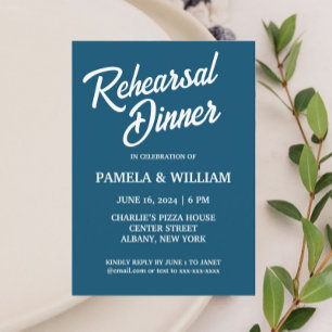 Invitación Boda de estilo sencillo azul verde azulado Ensayo 