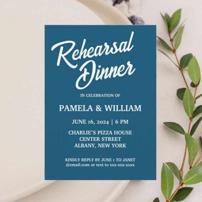 Invitación Boda de estilo sencillo azul verde azulado Ensayo  (In Situ Wedding)
