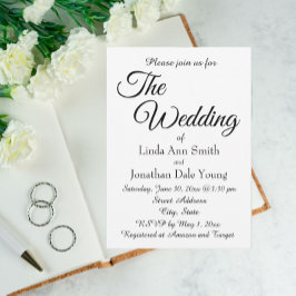 Invitación Boda de estilo sencillo blanco