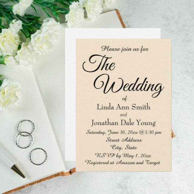 Invitación Boda de estilo sencillo color champagne (In Situ Wedding)