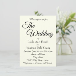 Invitación Boda de estilo simple color marfil