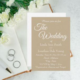 Invitación Boda de estilo simple de Khaki