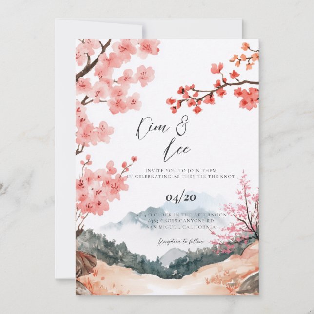 Invitación Boda de estilo tradicional coreano (Anverso)