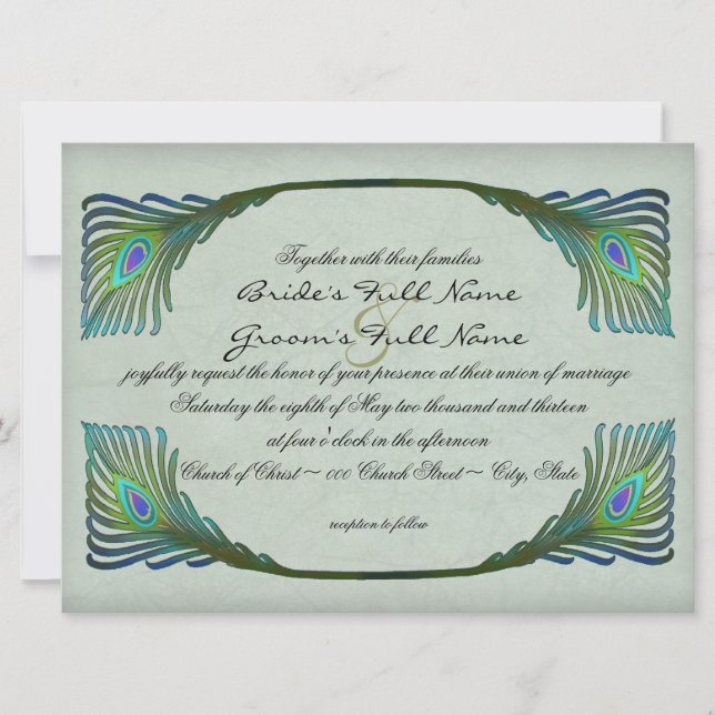 Invitación Boda de estilo vintage Art Nouveau (Anverso)