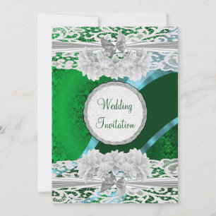 Invitación Boda de estilo vintage de encaje blanco adamascado