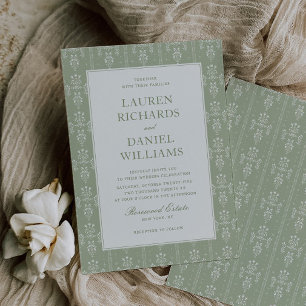 Invitación Boda de estilo vintage en jardín de color verde sa