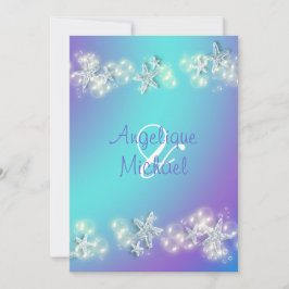 Invitación Boda de estrella de playa morada azul