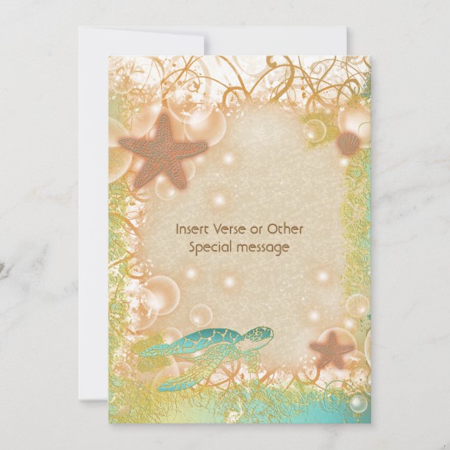 Invitación boda de estrella de tortuga azul marrón (Anverso)