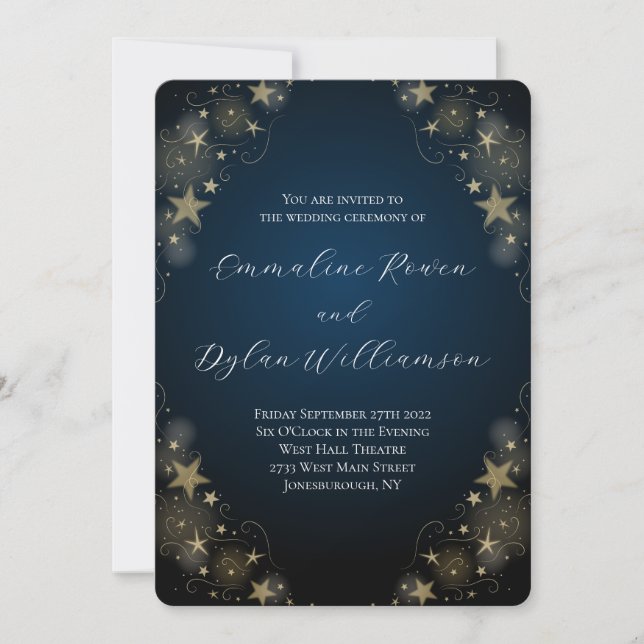 Invitación Boda de estrellas celestes (Anverso)