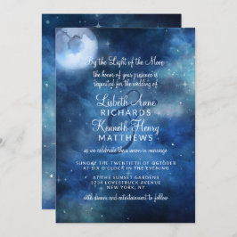Invitación Boda de estrellas celestes de luna llena en el cie