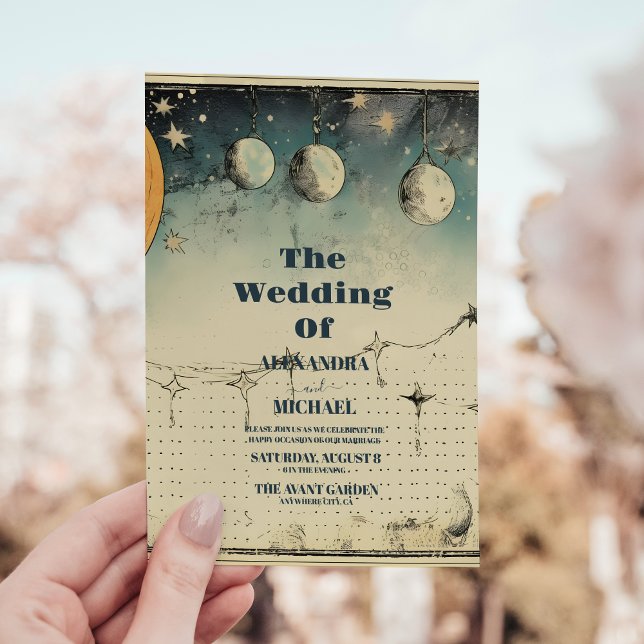 Invitación Boda de estrellas celestes de medianoche (Subido por el creador)