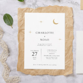 Invitación Boda de estrellas de la luna de oro celeste clásic