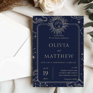 Invitación Boda de Estrellas de Luna de Estrella Celestial de