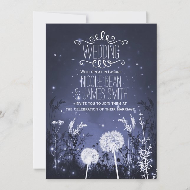 Invitación Boda de estrellas del cielo crepuscular encantado  (Anverso)