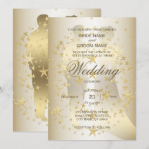 Boda de estrellas doradas de novia y novio