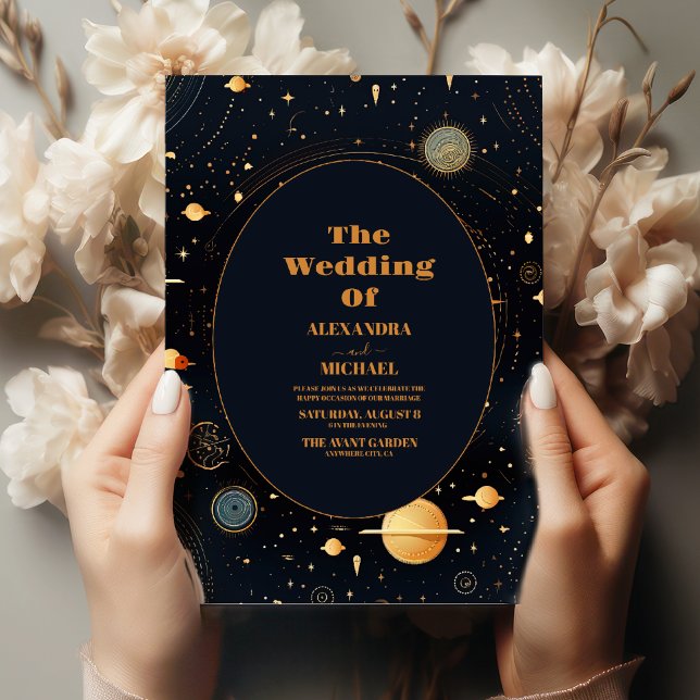 Invitación Boda de Estrellas Luna Azul Celestial Medianoche (Subido por el creador)