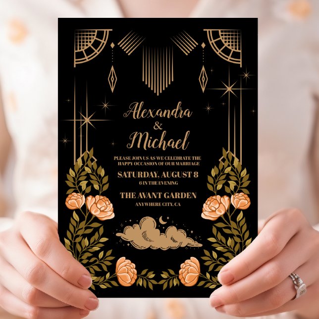 Invitación Boda de Estrellas Negras Celestiales de Medianoche (Subido por el creador)