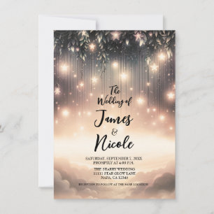 Invitación Boda de estrellas y nubes de brillo del árbol del 