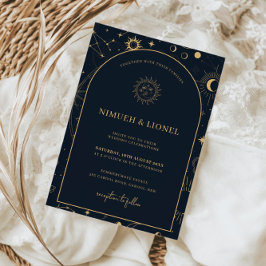 Invitación Boda de estrenos de elementos místicos celestes