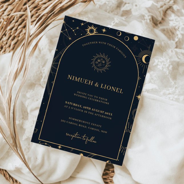 Invitación Boda de estrenos de elementos místicos celestes (Subido por el creador)