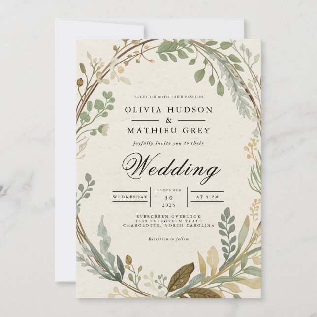 Invitación Boda de Ethereal Leafy Arch (Anverso)