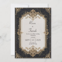 Boda de etiqueta negra con barra dorada opulenta y