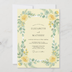 Invitación Boda de Eucalipto Amarillo Mantequilla