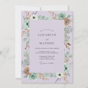 Invitación Boda de Eucalipto Anémona Lila