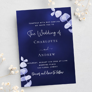 Invitación Boda de eucalipto azul marino