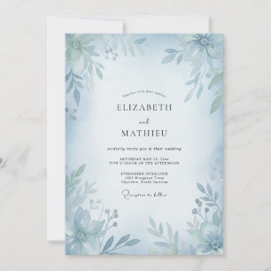 Invitación Boda de Eucalipto Azul Polvo Silenciado